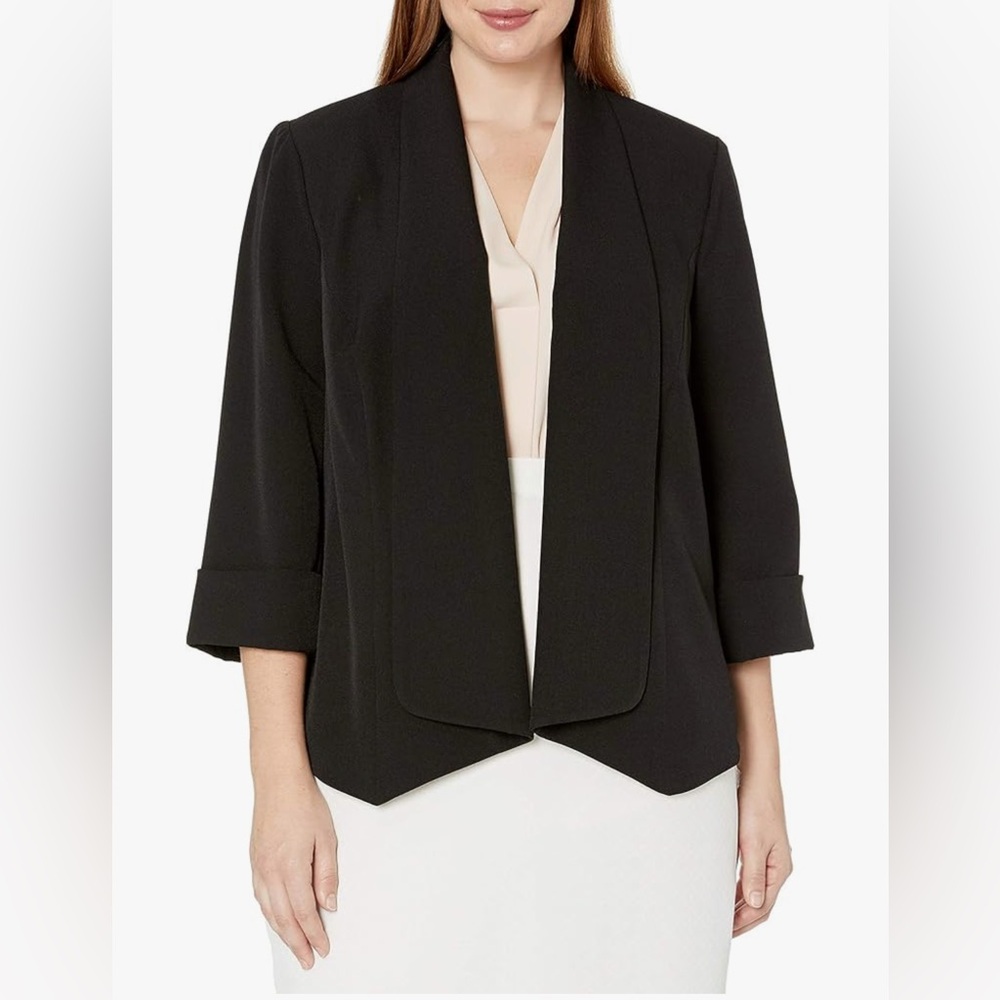 Kasper womens Plus Size Stretch Crepe Flyaway Jacket